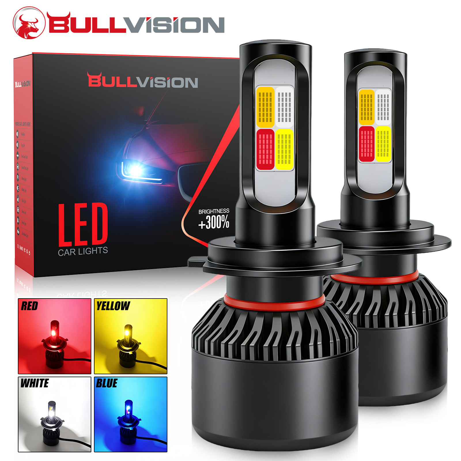 4Colors Strobe H7 H4 LED 110W  - Sos Light Strobe 评论和价格