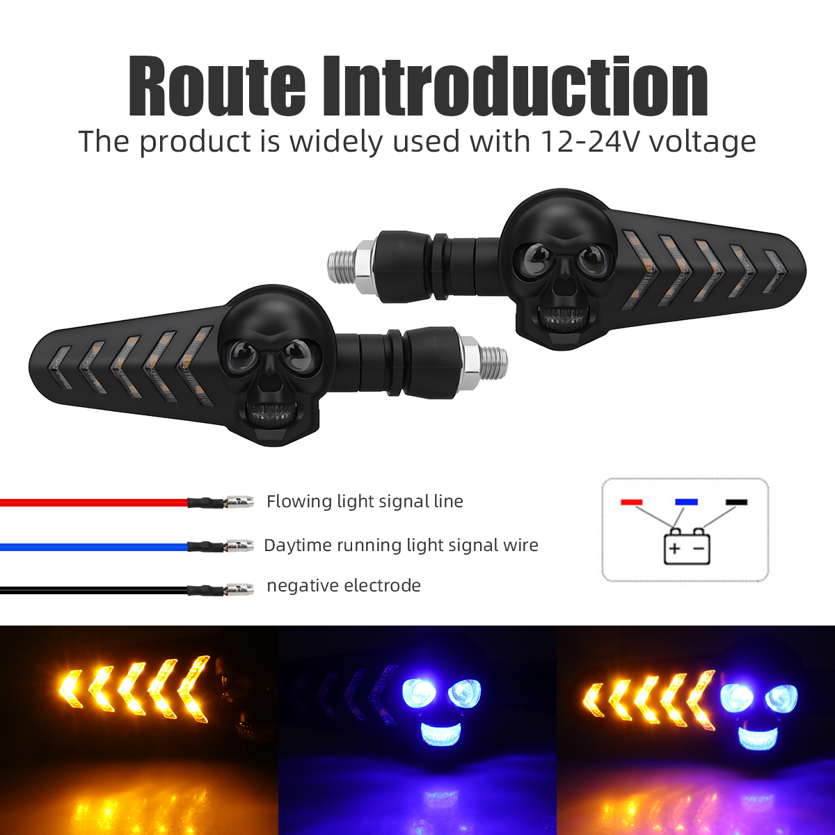 1Pair Motorcycle Skull Head LE - Sos Light Strobe 评论和价格